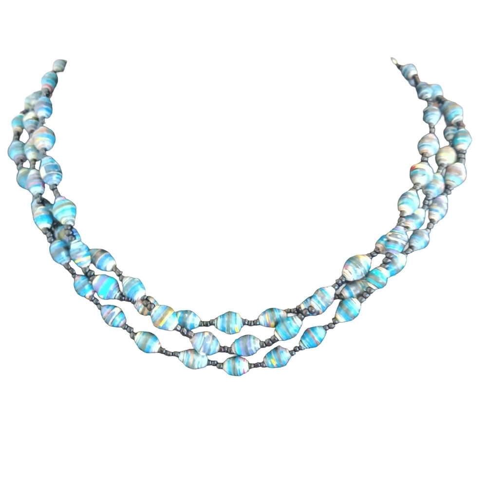 Elegant Blue Beaded Necklace Made In Uganda Ethnic Inspired